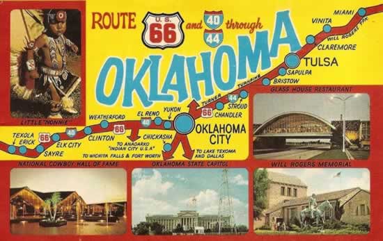 Map of Historic Route 66 across Oklahoma